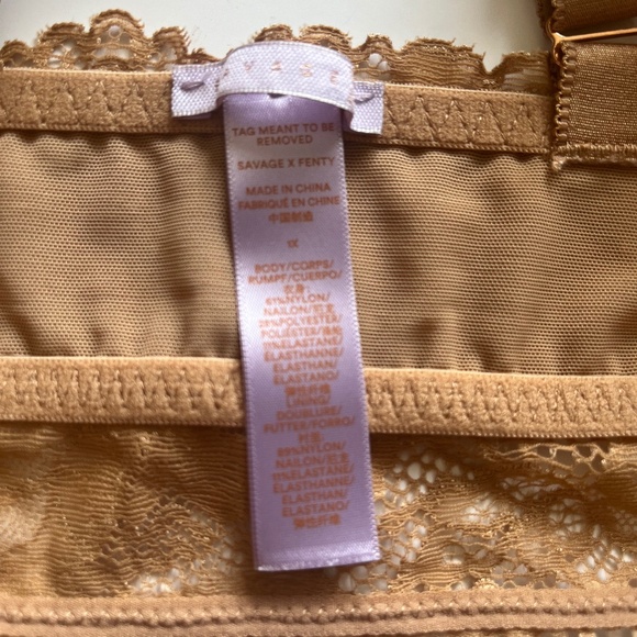 Savage X Fenty Floral Lace Racerback Unlined Wireless Beige Tan Bralette 1X - Picture 11 of 11